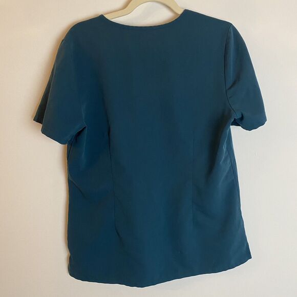 Figs Technical Catrina Scrub Top Shirt Womens Med Torquise Pocket V-Neck Stretch - Picture 2 of 8